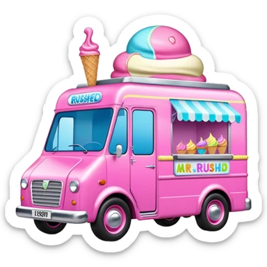 Pink ice cream van in luton called Mr rushed sticker