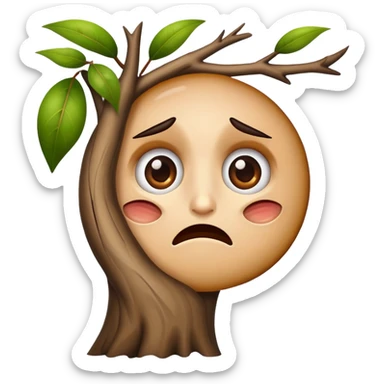 Can you create  an iPhone emoji with a tree branch in one of its eyes and a look of pain

 sticker