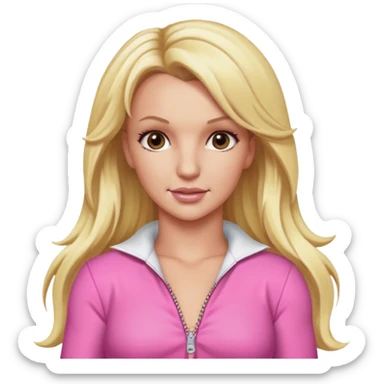 Britney Spears long blonde hair, pink outfit sticker