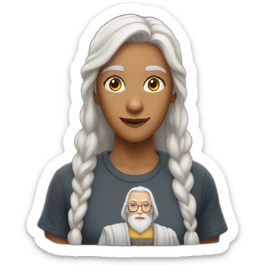 Dumbledore with "Sude" written on her T-shirt sticker