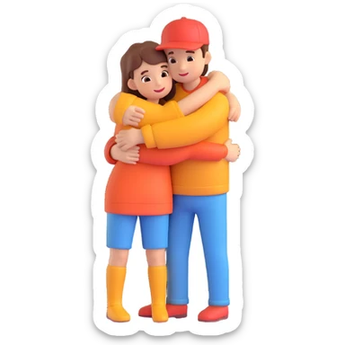 A hugging couple of a woman and a man sticker
