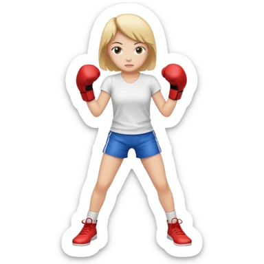 girl boxing with shirt on full body cuter outfit sticker