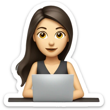 beautiful brunette working compute sticker