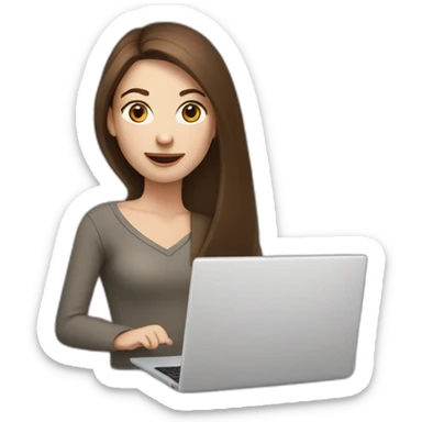 woman with long straight brown hair and pale skin throwing laptop and a coffee mug in the air sticker