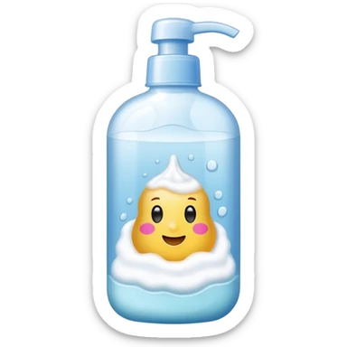Bottle with a sticker for bath foam   sticker