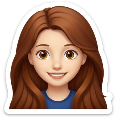 create a girl with chestnut colored long hair, hazel eyes and beautiful smile sticker