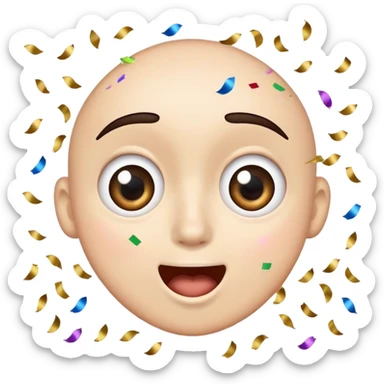 excited face with wide eyes and confetti sticker