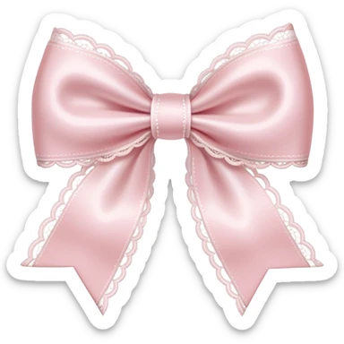 light pink bow with white lace sticker