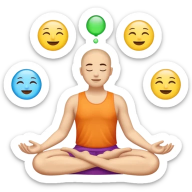  split circle: one half shows a party emoji 🎉 (pleasure), the other a person meditating 🧘 (meaning)—flat vector style, labeled “Type 1” and “Type 2.” sticker
