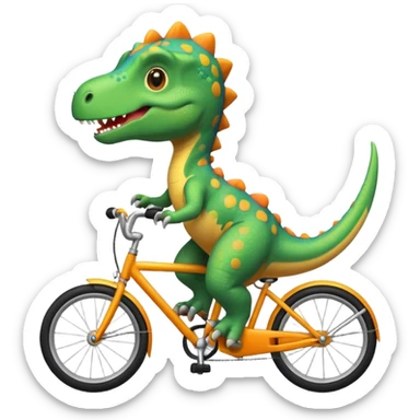 Cute dinosaur riding a bike  sticker