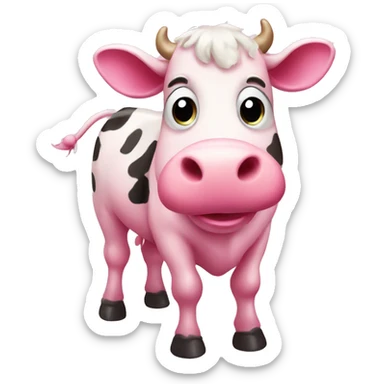 Cute pink cow sticker