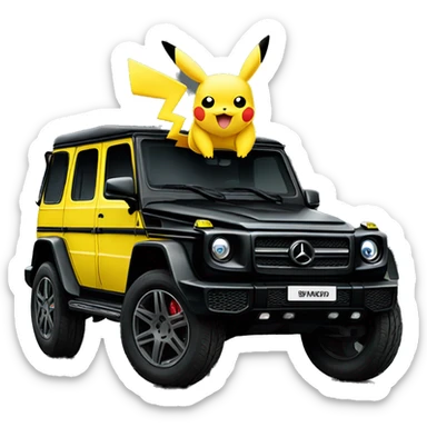 Pikachu on a black g wagon sticker
