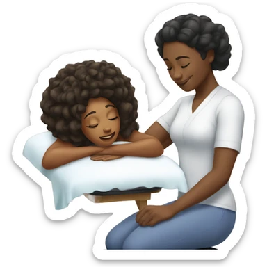 Pretty Black woman getting massage sticker