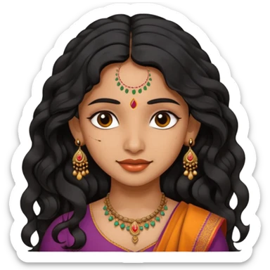 Indian fat girl south Indian wavy medium black hair ,tan darker skin sticker