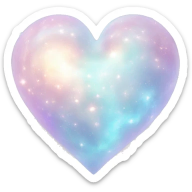 Pastel White iridescent nebula heart sticker