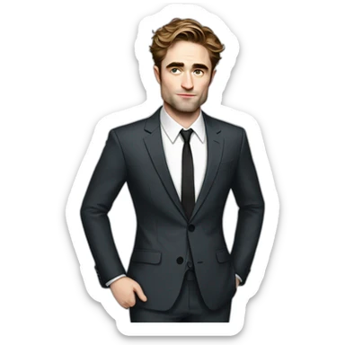 robert-pattinson cartoon wearing suit sticker
