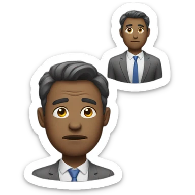 an unhappy guy in the office sticker