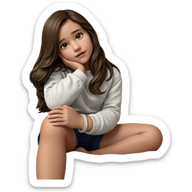 sitting girl with brown hair sticker