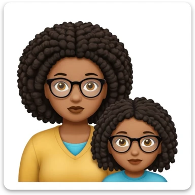 Chubby brown skin girl with glasses, brown eyes, black curly afro and a shorter skinny vrown skin girl with black dreadlocs and brown eyes sticker