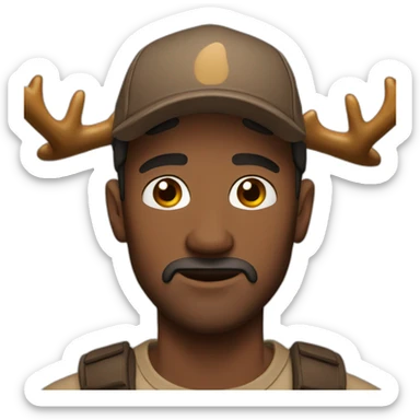Man Cap brown eyes with Moose antlers sticker