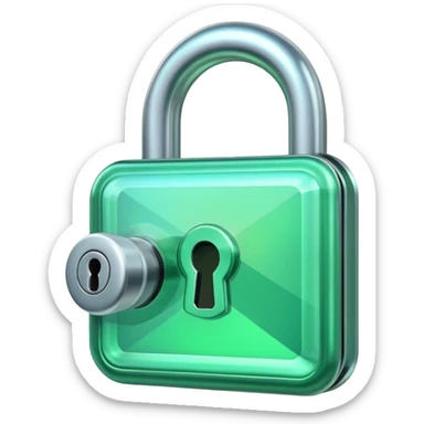 Holographic and glassmorphic green lock sticker