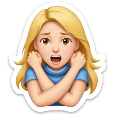 Girl crossing her arms around her neck screaming  sticker