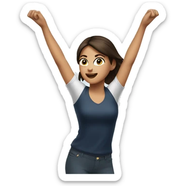 girl brunette with arms up in the air sticker