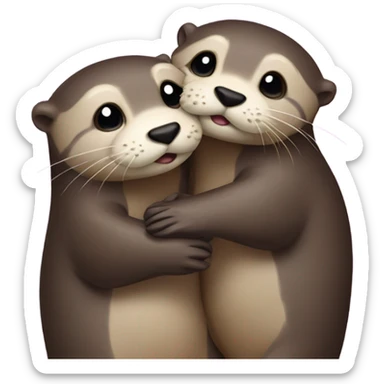 An Otter Couple hugging each other with love sticker