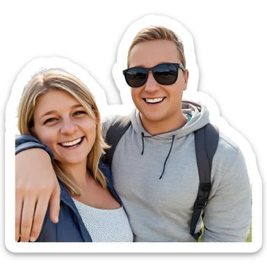 smiling duo in sunny outdoors sticker