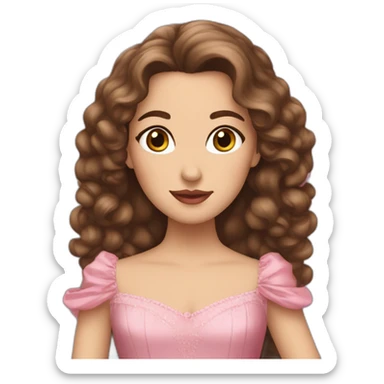 Christine Daae with brown hair and pink gown sticker