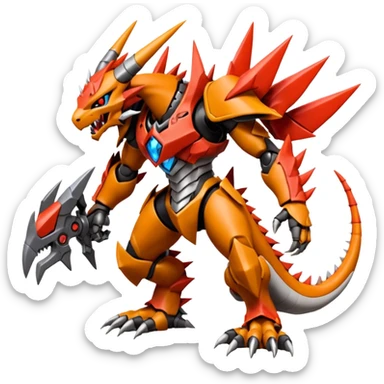 Digitigrade Cool Badass thin slim elegant  Wargreymon-Guilmon-Pokémon-Digimon-Fakémon-fusion-hybrid-creature sticker