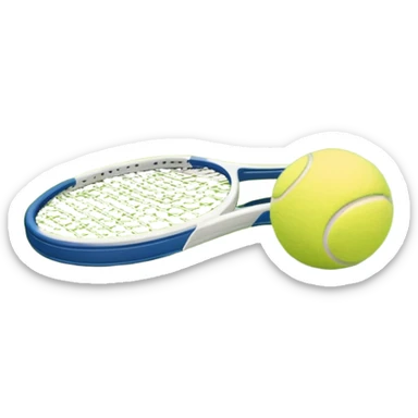 grass court, with the lines of the court clearl with visible in the background. A tennis racket and ball/ The scene captures the essence of the sport, highlighting the equipment and the vibrant, open atmosphere of a tennis match sticker