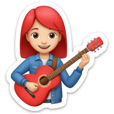 A cute shape Of Heart how is holding a guitar and smile sticker
