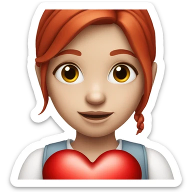 white red haired & eyed girl holding a heart sticker