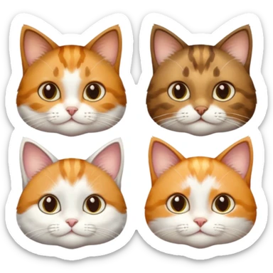 3 small cats different colours including brown tabby and white, light patchy calico, and ginger and white sticker