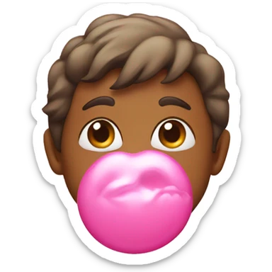 Emoji face blowing a bubble gum sticker