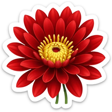 chrysanthemum flower full red sticker