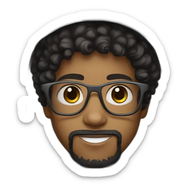 Light skinned Boy with black short curly hear and beard and glasses wearing a white astronaut suit sticker