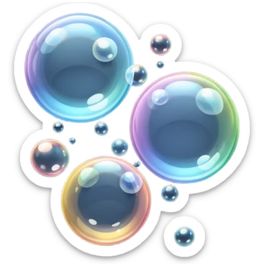 bubble foam object icon, floating soap bubbles, shiny transparent, 3D cartoon, soft shadow, mobile game icon style, centered, clean background, no text, no watermark
 sticker