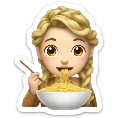 A princess eating noodles  sticker