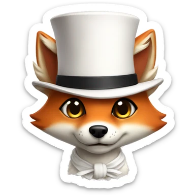 Chibi fox with wide eyes with white tophat  sticker