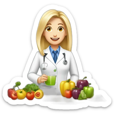 nutricionista rubia hablando a audiencia sticker