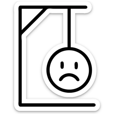 simple emoji hanging on a gallows, minimalist, no text, sad facial expression sticker