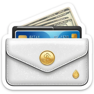 glitter white wallet with money and card sticker