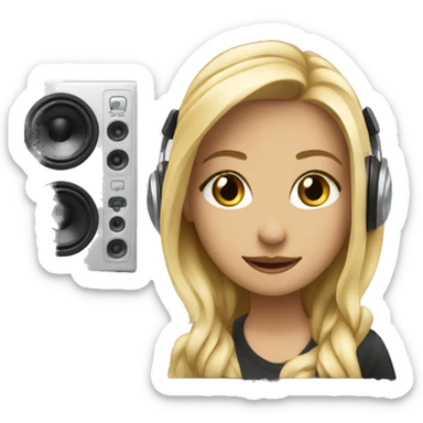 Audio technician blonde girl with a dj desk sticker