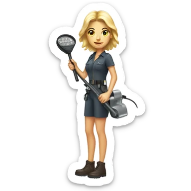 Pretty woman using a metal detector  sticker