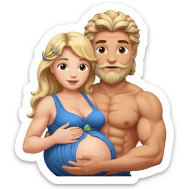 pregnant woman being held by zeus sticker