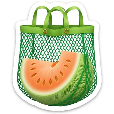 net bag,  mesh storage bag, tote bag, stored with melon it has two knited handles as bag itself sticker