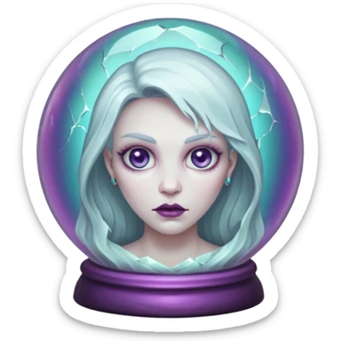 A Ghoulish Lady's head in a crystal ball sticker