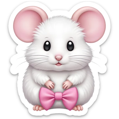 mice wearing a pink bow on the ear sticker